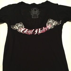 NEW WOMENS METAL MULISHA TEE LARGE.